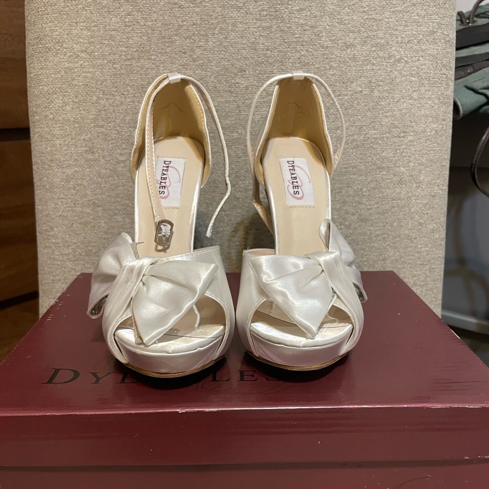 6.5 - White Heels -Satin